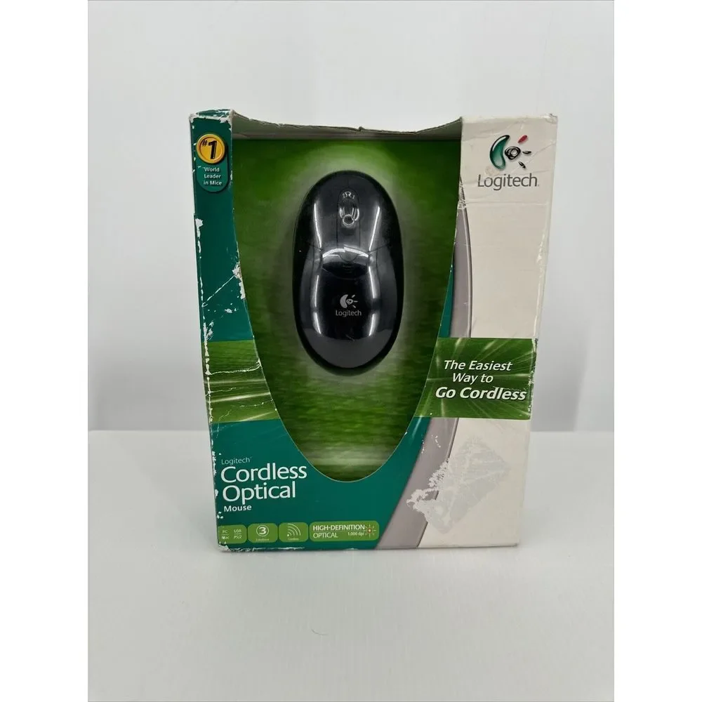 [NEW SEALED] Logitech Cordless Optical Mouse 910-000132 USB / PS2 in‎ Box